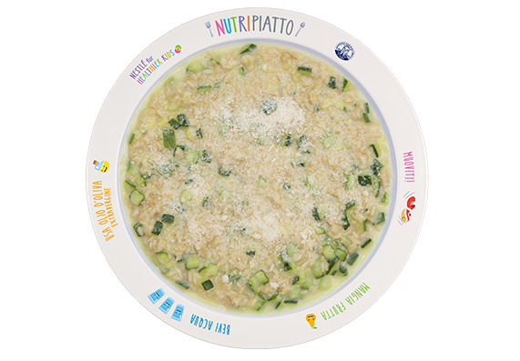 Risotto integrale con zucchine e formaggio stagionato