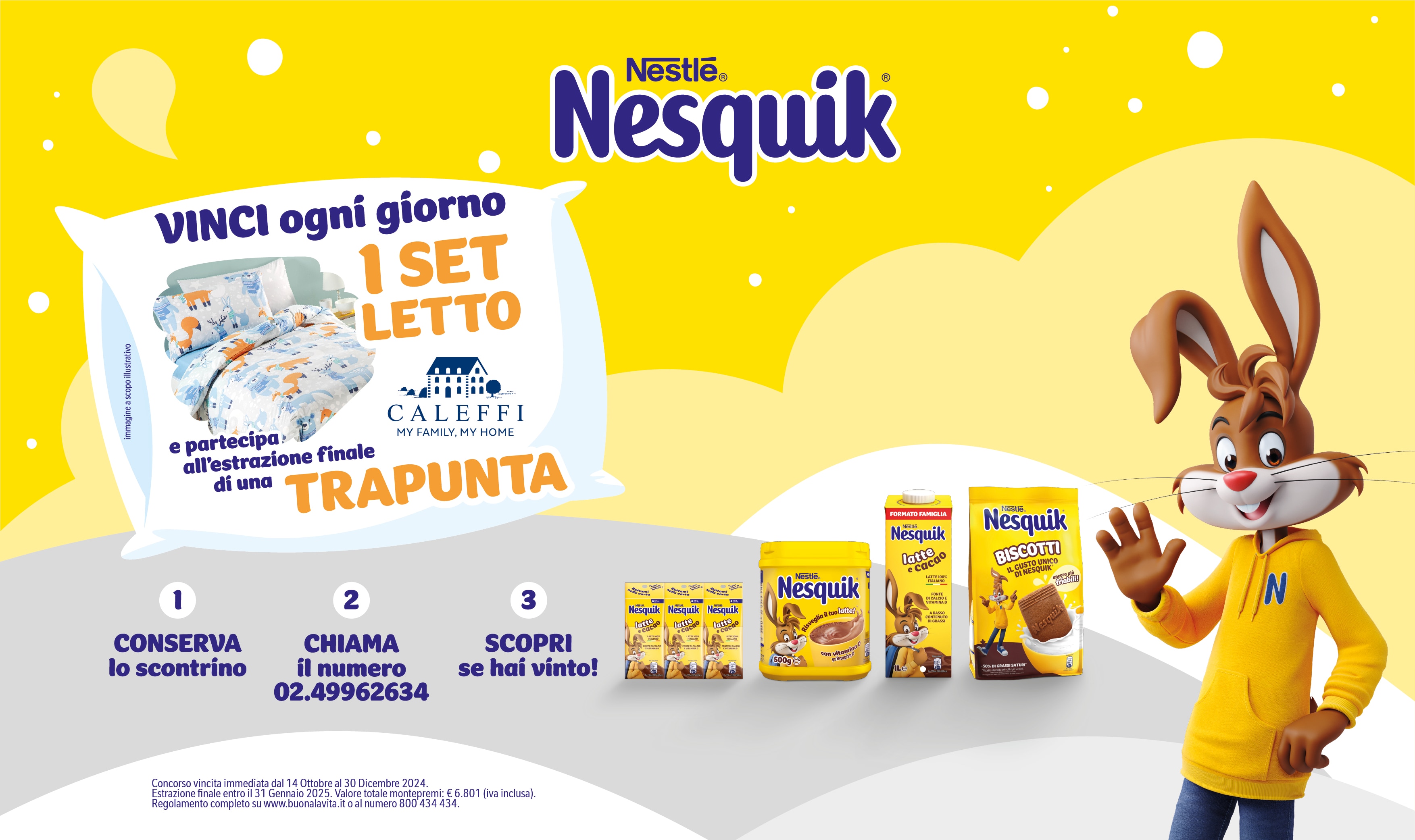 Gioca con Nesquik e vinci ogni giorno un set letto Caleffi