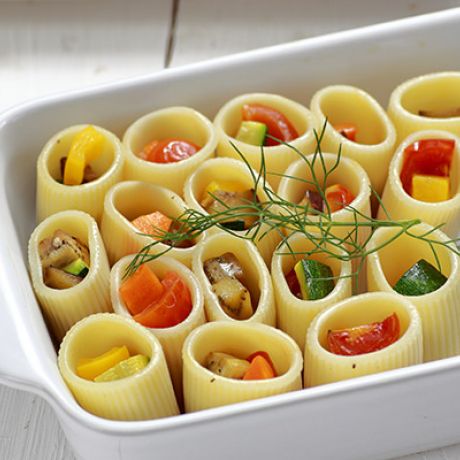 Paccheri ripieni di ratatouille al finocchietto