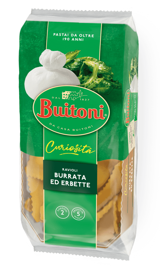 Una confezione di ravioli ai 5 cereali ripieni di burrata ed erbette Buitoni