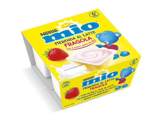 Mio Nestlé Mini Merenda al Latte Fragola e Lampone, da 8 Mesi, 6 Vasetti da  60g