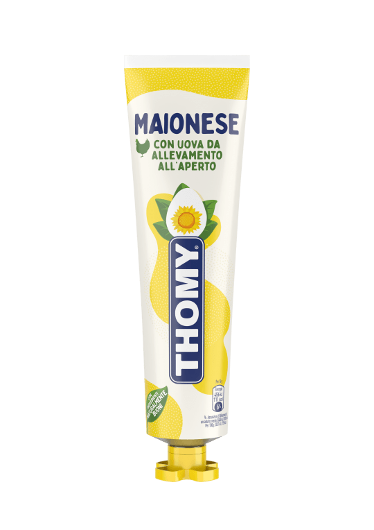 Tubetto di Thomy Maionese su sfondo bianco